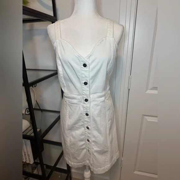 NWT Jen7 by 7 for All Mankind Womens Denim Mini Shirtdress White Size L - Picture 3 of 10
